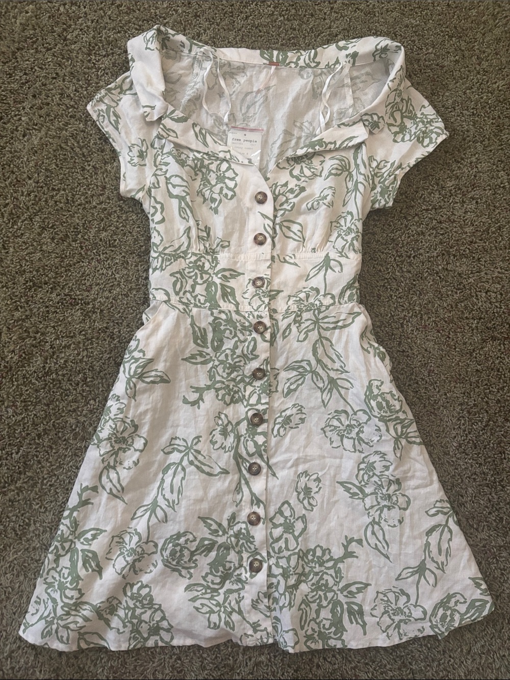 Free People A Thing Called Love Linen Floral Mini Dress NWT Sz 8